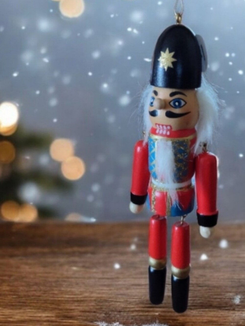 Classic Red Wooden Nutcracker Soldier Ornament - Holiday Decor On Tree 7 X 3